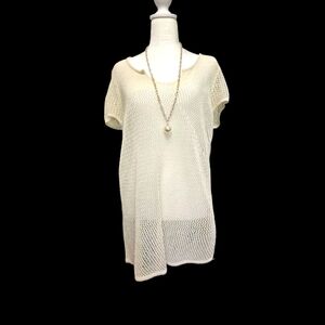Simply Vera Vera Wang waffle knit blouse cream size large sheer back
